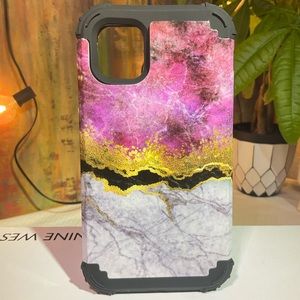 iPhone 11 Case, Black/Marble pattern